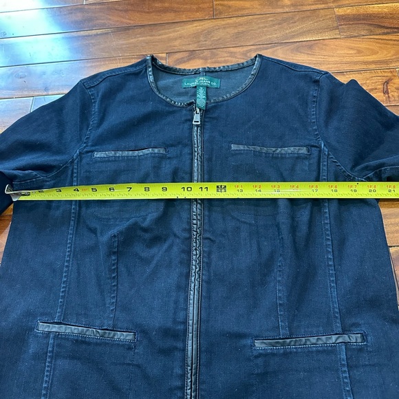 LRL Ralph Lauren Jeans Co Denim Blue Jean Jacket Blazer Faux Leather Trim 16 - Picture 7 of 7